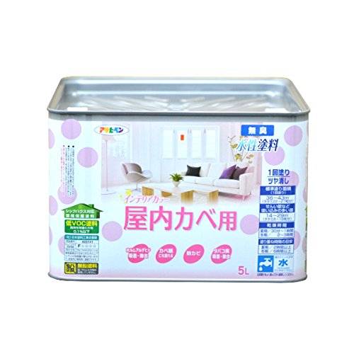 アサヒペン NEW水性インテリアカラー 屋内カベ用 5L ホワイトピンク 【北海道・沖縄・離島配送不可】
