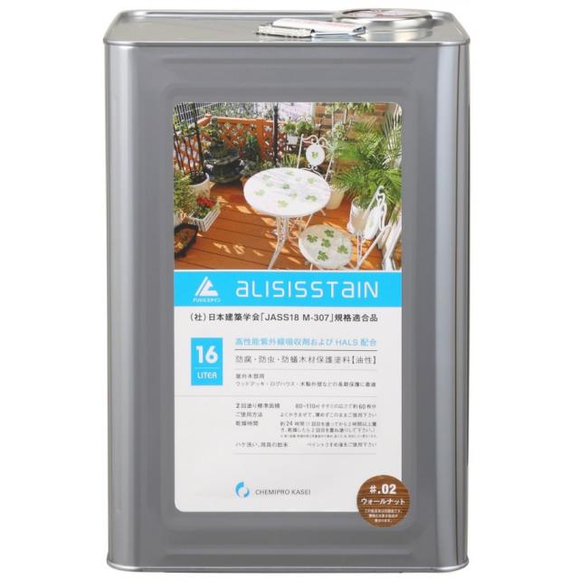 木材保護塗料　(油性)アリシスステイン16L　オリーブ 【北海道・沖縄・離島配送不可】の通販は