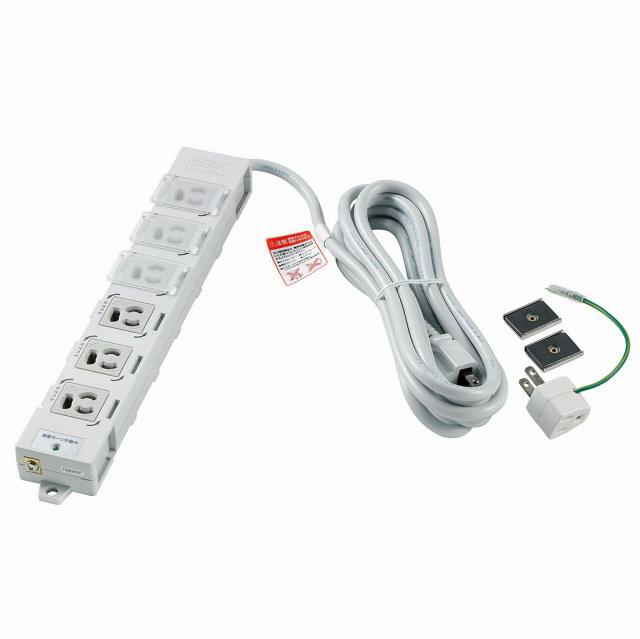 （まとめ買い）ELPA カバー付事務所向けタップ６Ｐ耐雷 OAT-JPC63SB 〔×3〕 【北海道・沖縄・離島配送不可】