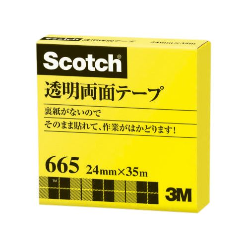 （まとめ買い）スリーエム 透明両面テープ24mm 665-3-24 00065174 〔3巻セット〕の通販は 8,255円