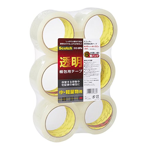 （まとめ買い）スリーエム スコッチ透明梱包用テープ313 6巻 313 6PN 00284885 〔×3〕 【北海道・沖縄・離島配送不可】