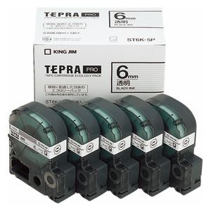 （まとめ買い）キングジム テプラテープ 〔5個入〕 ST6K-5P 00060238 〔×3〕 【北海道・沖縄・離島配送不可】