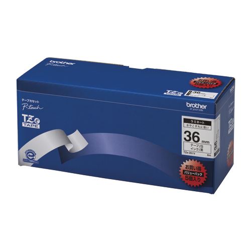 （まとめ買い）ブラザー ピータッチテープ36mm白/黒(5個入) TZE-261V 00009852 〔×3〕 【北海道・沖縄・離島配送不可】