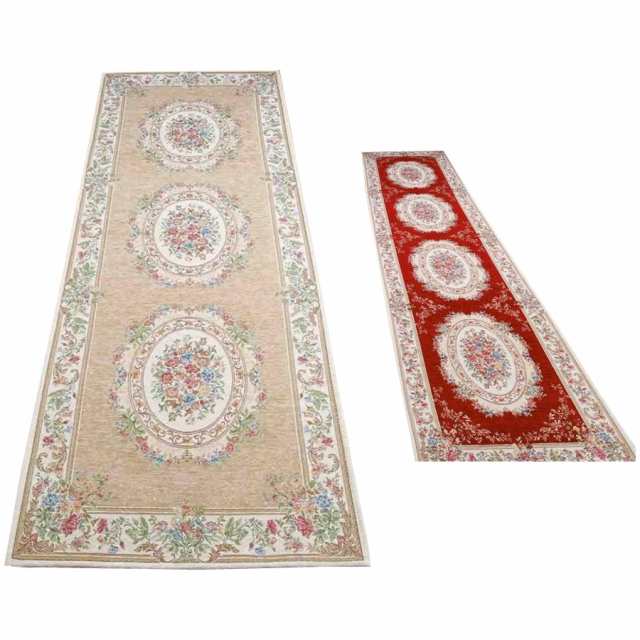 ゴブラン織　シェニール廊下敷　約80×340cm　レッド・YAN138L34Rの通販は