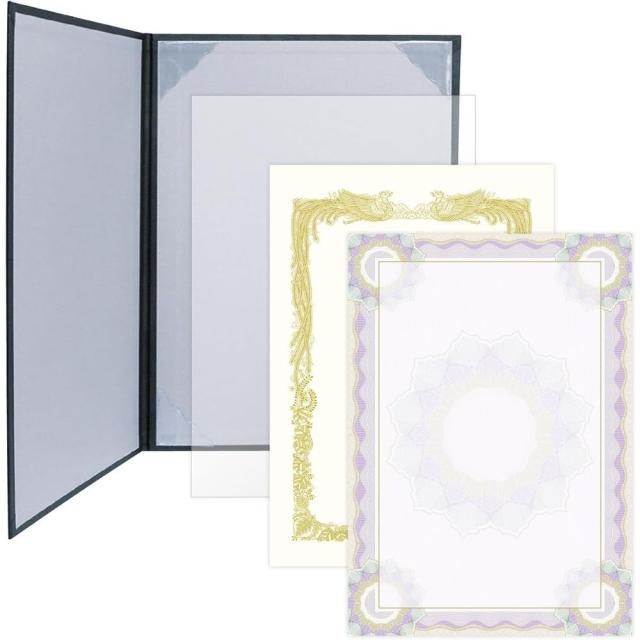 （まとめ買い）ササガワ 証書ファイル A4 レザー調 証書用紙入り 銀灰黒 10-6103 〔3冊セット〕の通販は 5,283円