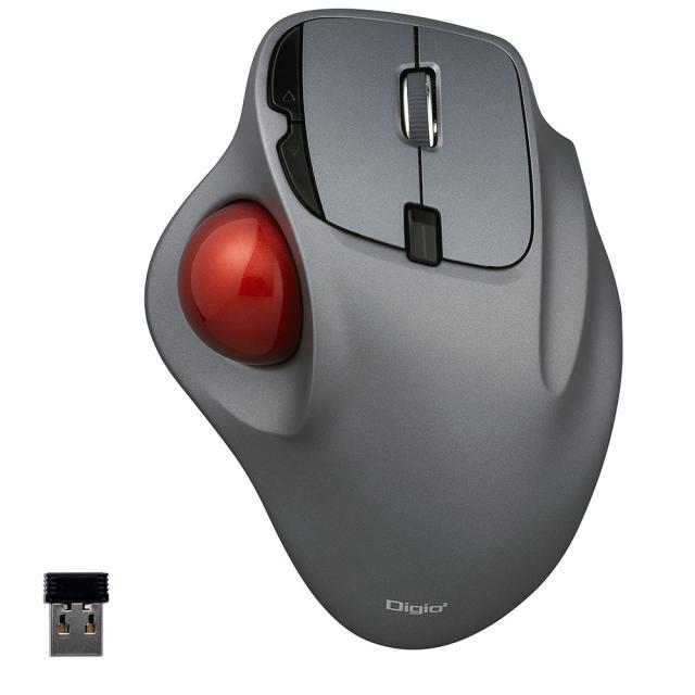 ナカバヤシ スタンダード 無線5ボタン光学式親指トラックボール グレー MUS-TRIF175GY