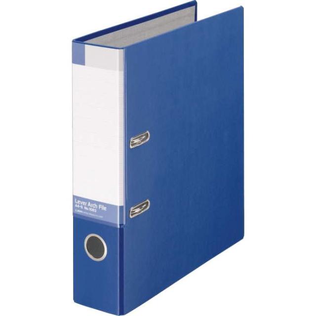 （まとめ買い）ライオン事務器 レバーアーチファイル No.1083A4S A4タテ 2穴 470枚収容 背幅74mm 青 124-11 〔3冊セット〕の通販は