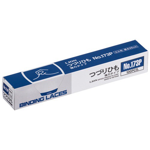 ライオン事務器 綴紐 つづりひも 450mm セル先 スフ糸・PP糸32本織 100