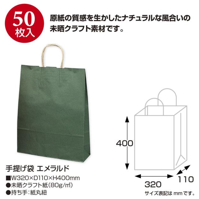 （まとめ買い）ササガワ 手提げ袋 エメラルド 幅320×マチ110×高さ400mm 50枚入 50-5308 〔×3〕 【北海道・沖縄・離島配送不可】_1
