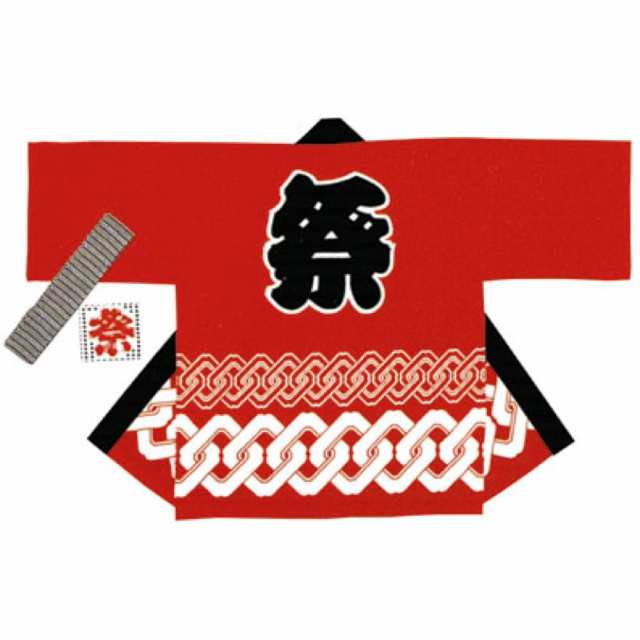 （まとめ買い）ササガワ 祭袢天（はんてん） 輪つなぎ赤 大人 M 1セット入 40-3216 〔×3〕