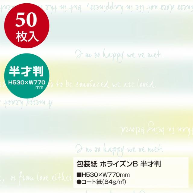 （まとめ買い）ササガワ 包装紙 ストライプ柄 ホライズン ブルー 半才判 50枚入 49-1138 〔×3〕 【北海道・沖縄・離島配送不可】_1