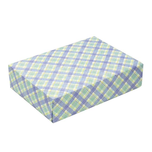 （まとめ買い）ササガワ 包装紙 チェック柄 タータンチェック ブルー 半才判 50枚入 49-1157 〔×3〕 【北海道・沖縄・離島配送不可】_3