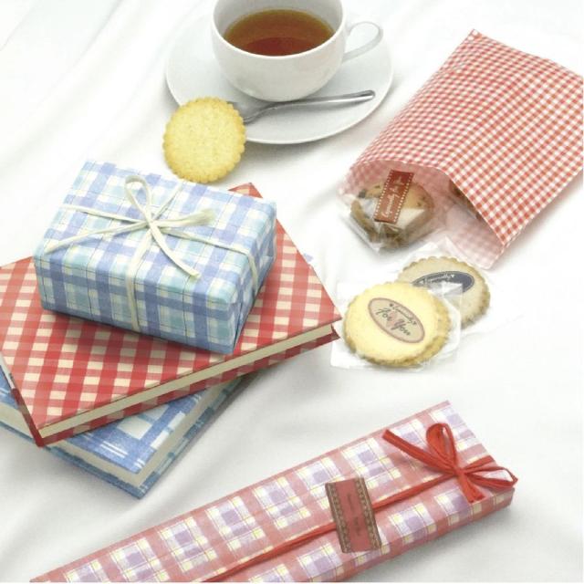 （まとめ買い）ササガワ 包装紙 チェック柄 タータンチェック ブルー 半才判 50枚入 49-1157 〔×3〕 【北海道・沖縄・離島配送不可】_4