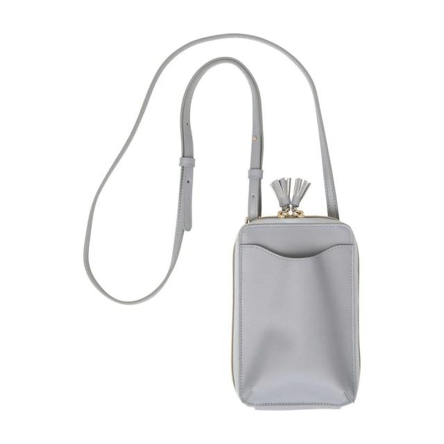 （まとめ買い）クツワ Laffite(ラフィット) スマホポーチ 2台収納可能 アイスグレー LF006GY 〔3個セット〕