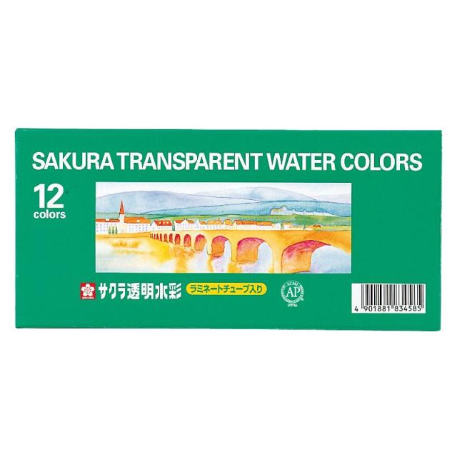 （まとめ買い）サクラクレパス 絵具 透明水彩 ラミネートチューブ入 5ml 12色セット OW12 〔×10〕 【北海道・沖縄・離島配送不可】