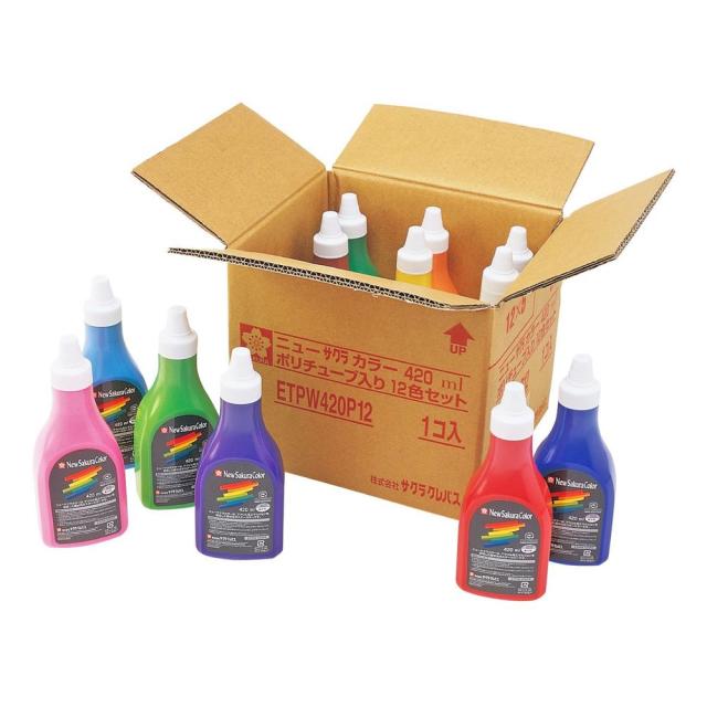サクラクレパス 絵の具 ニューサクラカラー 420ml 12色セット ETPW420P12 【北海道・沖縄・離島配送不可】