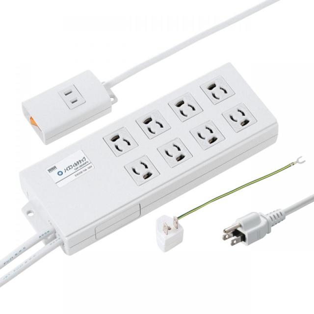 サンワサプライ ノイズフィルタタップ 3P 8個口 2m TAP-3804NFN 【北海道・沖縄・離島配送不可】