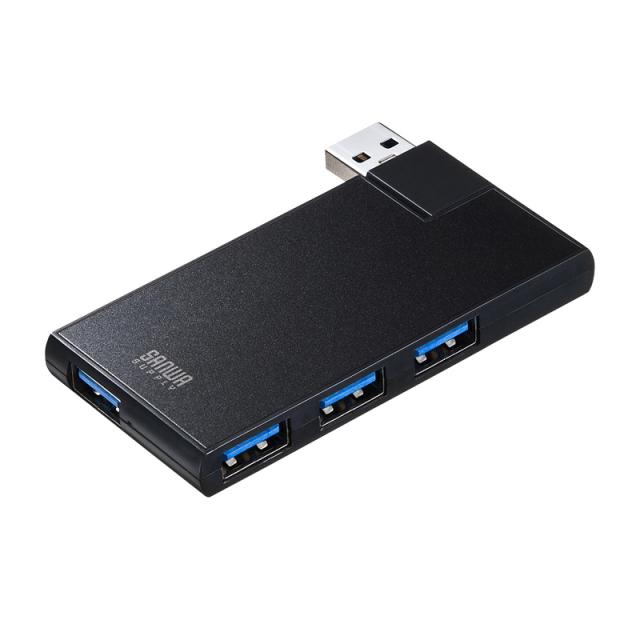 （まとめ買い）サンワサプライ USB3.0 4ポートハブ ブラック USB-3HSC1BK 〔×3〕 【北海道・沖縄・離島配送不可】
