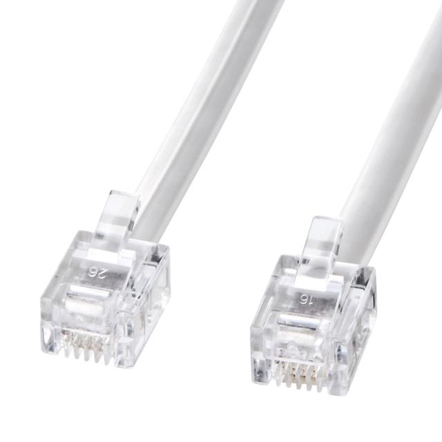 （まとめ買い）サンワサプライ モジュラーケーブル ホワイト 20m TEL-N1-20N2 〔×3〕 【北海道・沖縄・離島配送不可】