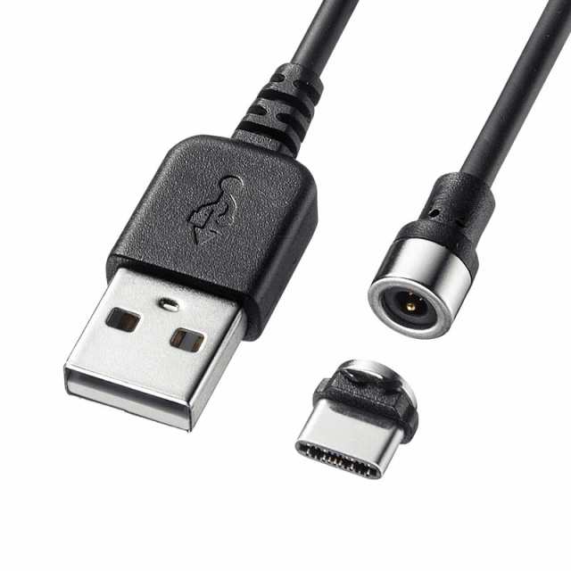 （まとめ買い）サンワサプライ Magnet脱着式USB Type-Cケーブル 1m KU-MMGCA1K 〔×3〕 【北海道・沖縄・離島配送不可】