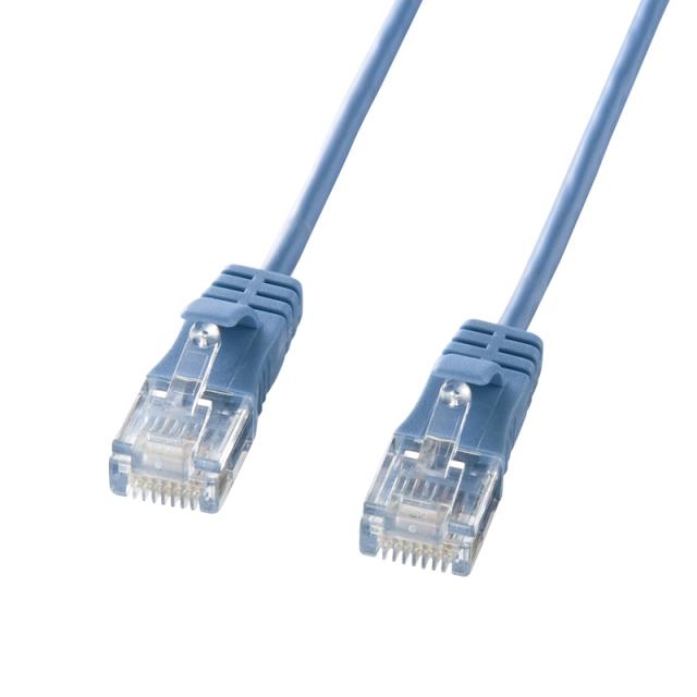 （まとめ買い）サンワサプライ カテゴリ6準拠極細LANケーブル 10m ブルー KB-SL6-10BL 〔×3〕 【北海道・沖縄・離島配送不可】