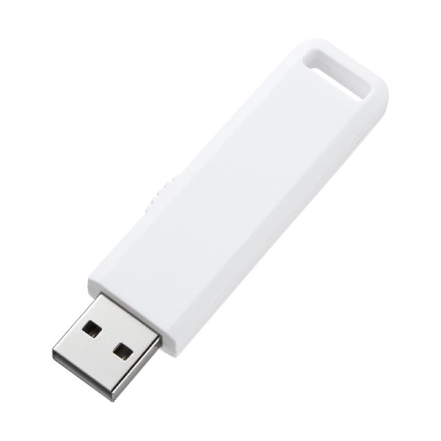 （まとめ買い）サンワサプライ USBメモリ 8GB USB2.0 スライド式コネクタ ホワイト UFD-SL8GWN 〔×3〕 【北海道・沖縄・離島配送不可】