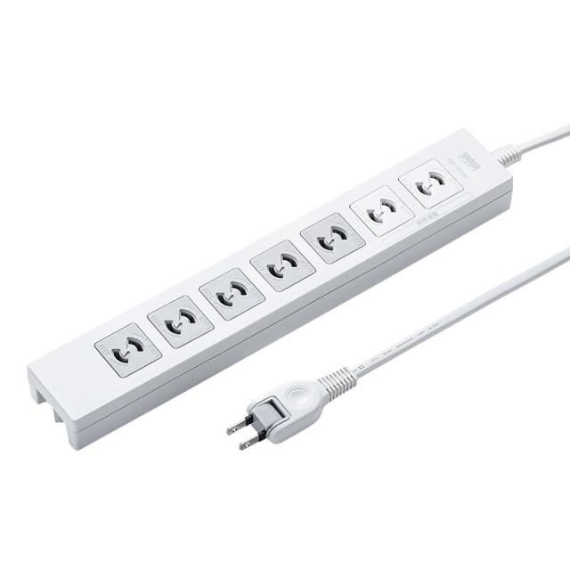 （まとめ買い）サンワサプライ 電源タップ 2極抜け止めタイプ 7個口 コード長2m TAP-F27-2KP 〔×3〕の通販は