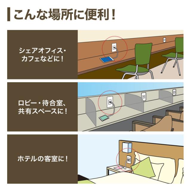（まとめ買い）サンワサプライ 埋込USB給電用コンセント 1ポート用 TAP-KJUSB1BK 〔×3〕 【北海道・沖縄・離島配送不可】_3