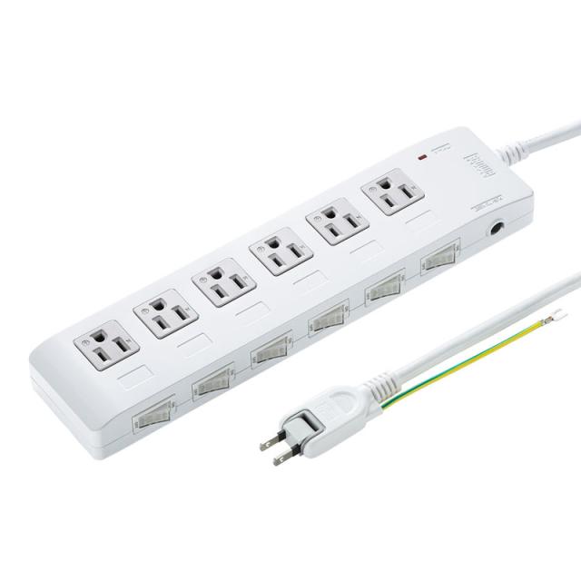 サンワサプライ 省エネタップ 3P 6個口 2m TAP-S28の通販は