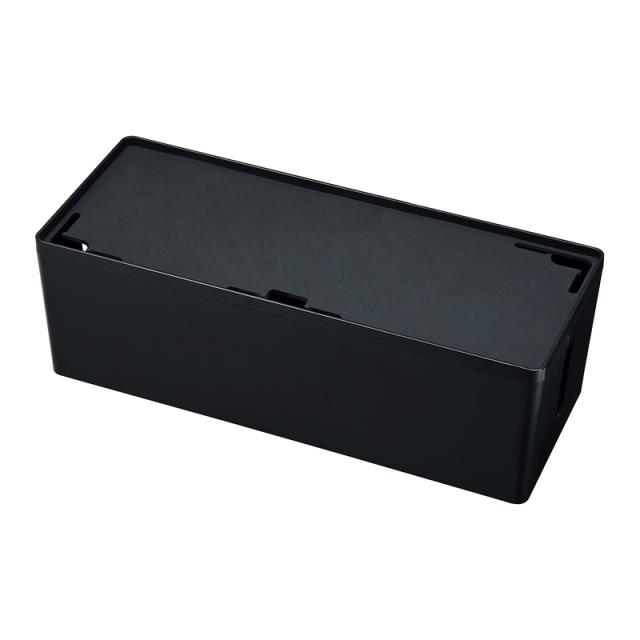 （まとめ買い）サンワサプライ ケーブル&タップ収納ボックス Lサイズ ブラック CB-BOXP3BKN2 〔×3〕 【北海道・沖縄・離島配送不可】