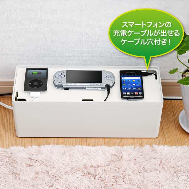 （まとめ買い）サンワサプライ ケーブル&タップ収納ボックス Lサイズ ホワイト CB-BOXP3WN2 〔×3〕の通販は