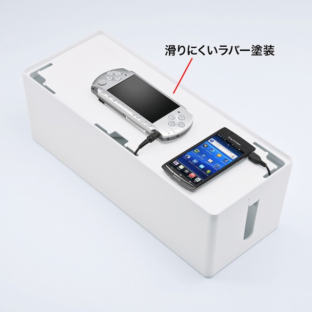 （まとめ買い）サンワサプライ ケーブル&タップ収納ボックス Lサイズ ホワイト CB-BOXP3WN2 〔×3〕の通販は