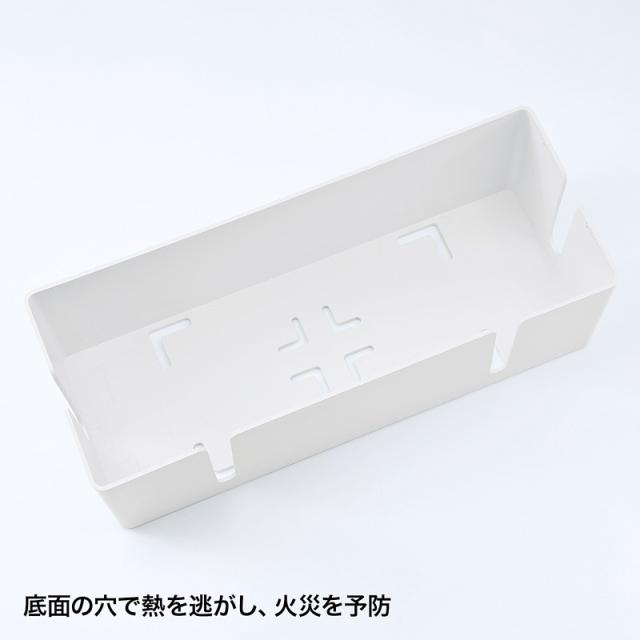 （まとめ買い）サンワサプライ ケーブル&タップ収納ボックス Lサイズ ホワイト CB-BOXP3WN2 〔×3〕の通販は