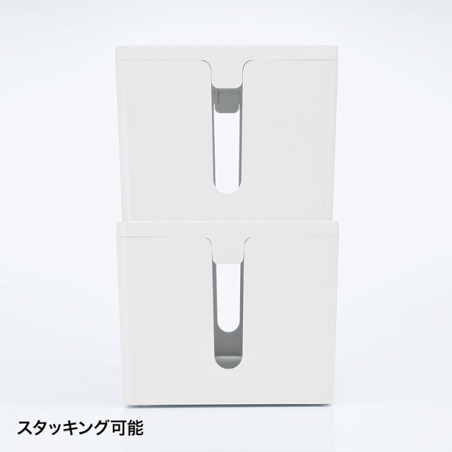 （まとめ買い）サンワサプライ ケーブル&タップ収納ボックス Lサイズ ホワイト CB-BOXP3WN2 〔×3〕の通販は