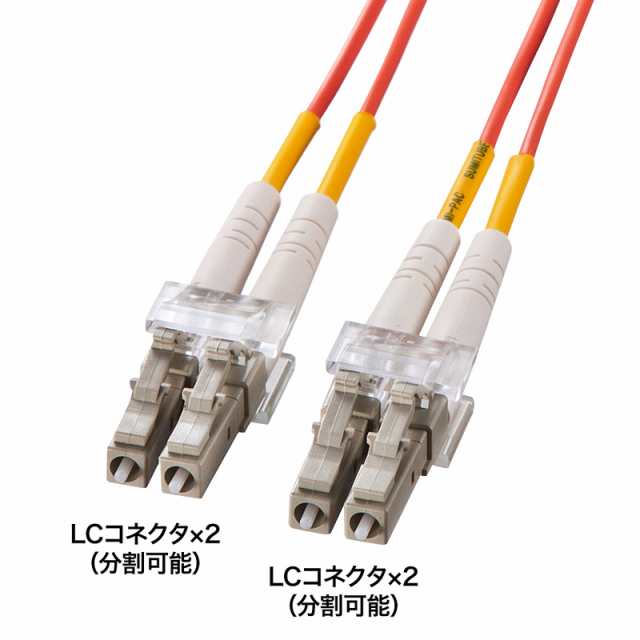 サンワサプライ メガネ型光ファイバケーブル マルチ62.5μm LC×2-LC×2 50m HKB-LCLC6-50L