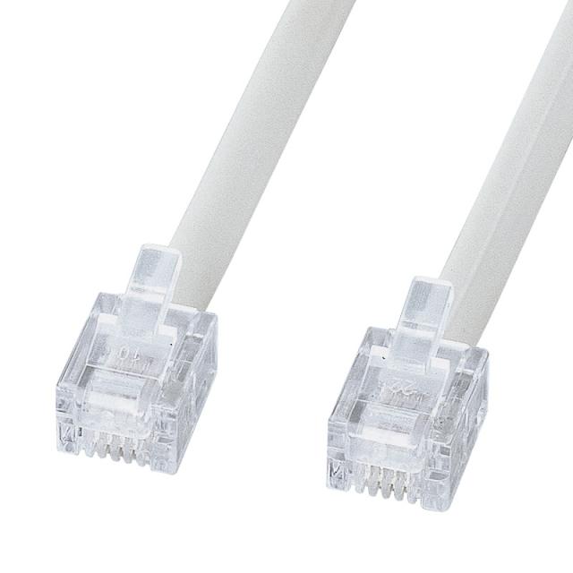 （まとめ買い）サンワサプライ エコロジー電話ケーブル ノーマル ホワイト 15m TEL-EN-15N2 〔×3〕 【北海道・沖縄・離島配送不可】