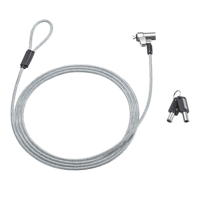 （まとめ買い）サンワサプライ Noble Wedgeスロット対応セキュリティワイヤー シリンダ錠 SLE-35S 〔×3〕 【北海道・沖縄・離島配送不可】