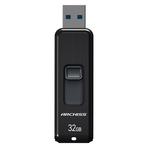 （まとめ買い）アーキス USB3.2 フラッシュメモリ スライド式 32GB ブラック AS-032GU3-PSB 〔3個セット〕 【北海道・沖縄・離島配送不可】