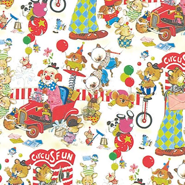 （まとめ買い）シモジマ HEIKO 包装紙 ファンシー柄 半才 サーカス 100枚 758×523mm ラッピング用品 002338701 〔×3〕 【北海道・沖縄・離島配送不可】