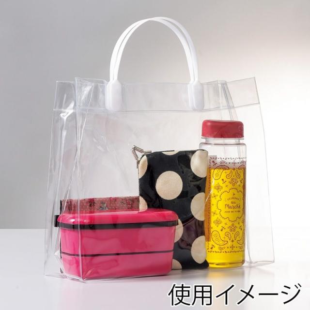 （まとめ買い）シモジマ HEIKO 透明バッグ ハッピータック付L 10枚 巾380×マチ120×高300mm 手提げ袋 006464050 〔×3〕 【北海道・沖縄・離島配送不可】_3