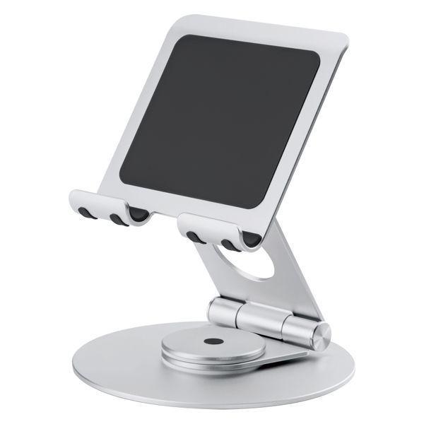 （まとめ買い）キングジム タブレットスタンド 回転式 7〜13インチ スマホ・タブレット対応 コンパクト シルバー TBL10-SL 〔3個セット〕 【北海道・沖縄・離島配送不可】