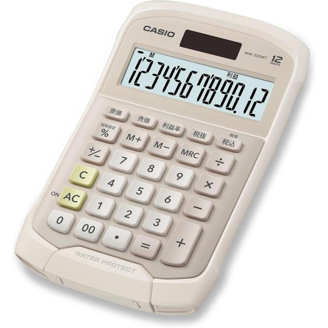 （まとめ買い）カシオ 防水電卓 ミニジャストタイプ 12桁 ベージュ WM-320MT-BE-N 〔3個セット〕 【北海道・沖縄・離島配送不可】