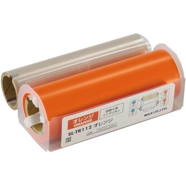 （まとめ買い）マックス ビーポップ 100タイプ用 詰替え用インクリボン 標準色 60m オレンジ SL-TR112オレンジ 〔×3〕 【北海道・沖縄・離島配送不可】