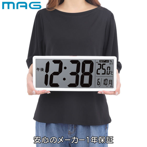 MAG デジタル置掛兼用 デジタル時計 電波時計 温度計付き クリアビュ ホワイト W-814 WH-Z 【北海道・沖縄・離島配送不可】_4