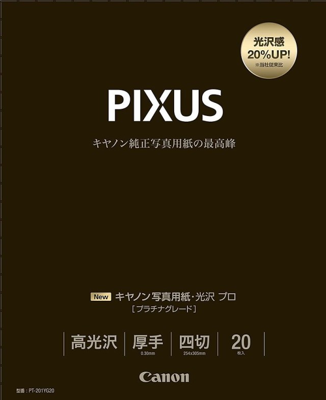 （まとめ買い）キヤノン 写真用紙 光沢 プロ プラチナグレード 四切 20枚 PT-201YG20 〔3冊セット〕