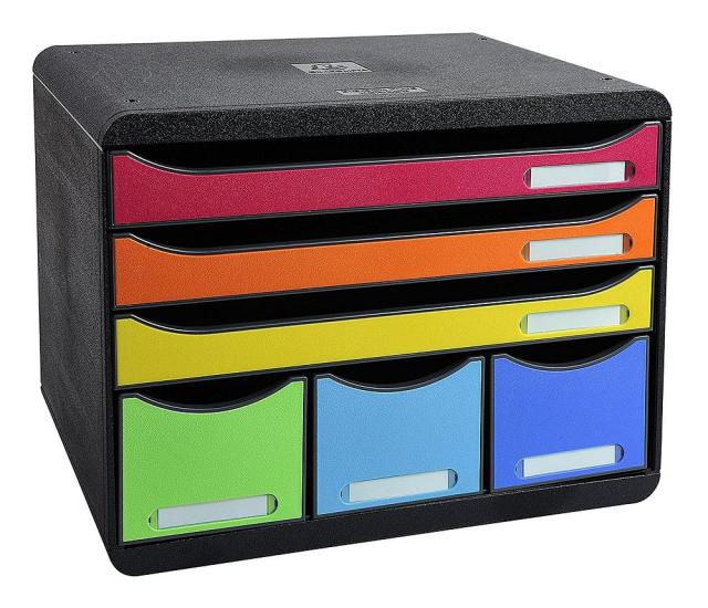 （まとめ買い）エグザコンタ レターケース ビッグボックスプラス A4横3段＋小物ポケ マルチカラー 306798D 〔3個セット〕 【北海道・沖縄・離島配送不可】