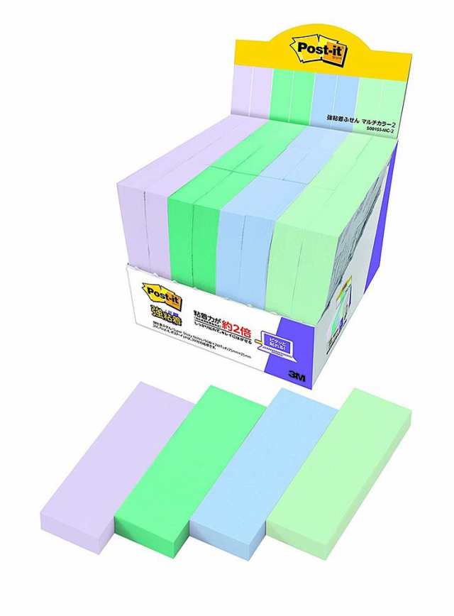 （まとめ買い）スリーエム ポストイット 強粘着ふせん マルチカラー2 増量パック 75×25mm 90枚×24パッド 5001SS-MC-2 〔×3〕付箋紙