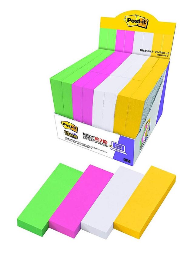 （まとめ買い）スリーエム ポストイット 強粘着ふせん マルチカラー8 増量パック 75×25mm 90枚×24パッド 5001SS-MC-8 〔×3〕 【北海道・沖縄・離島配送不可】