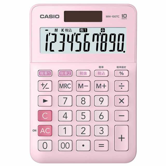 まとめ買い）カシオ W税率電卓 10桁 ミニジャストタイプ ピンク MW