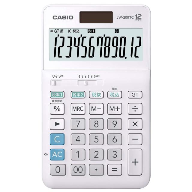 （まとめ買い）カシオ W税率電卓 12桁 ジャストタイプ ホワイト JW-200TC-N 〔3個セット〕 【北海道・沖縄・離島配送不可】